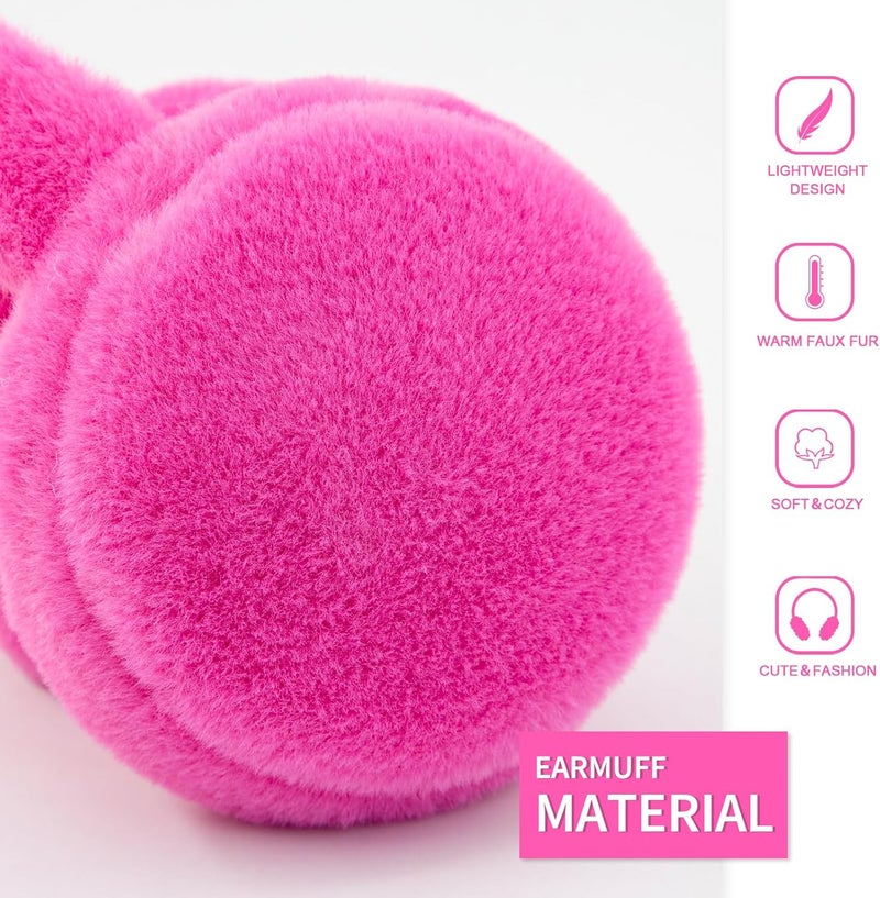 YATANAM Women Ear Muffs Winter Girls White Earmuffs Fuzzy Kids Black Ear Muff Cute Fluffy Ear Warmers Foldable Ear Covers Boy - Image 3